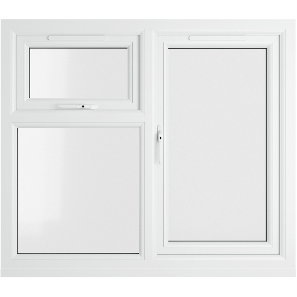 Crystal uPVC Triple Glazed Window LH Side Hung and Top Opener Grey White Clear Glass 1190x1040mm Image 2