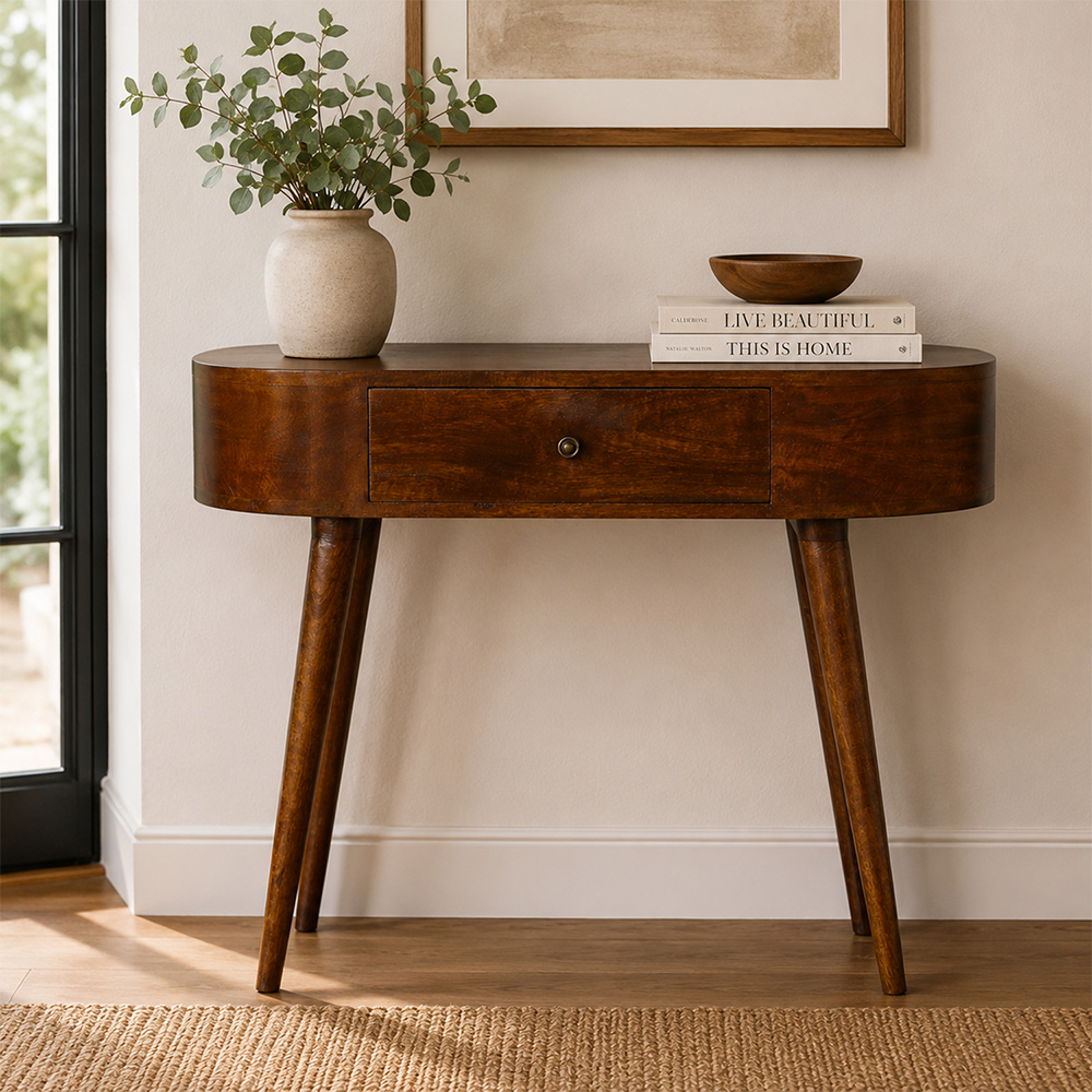 Artisan Furniture Albion Chestnut Single Drawer Solid Wood Console Table Image 7