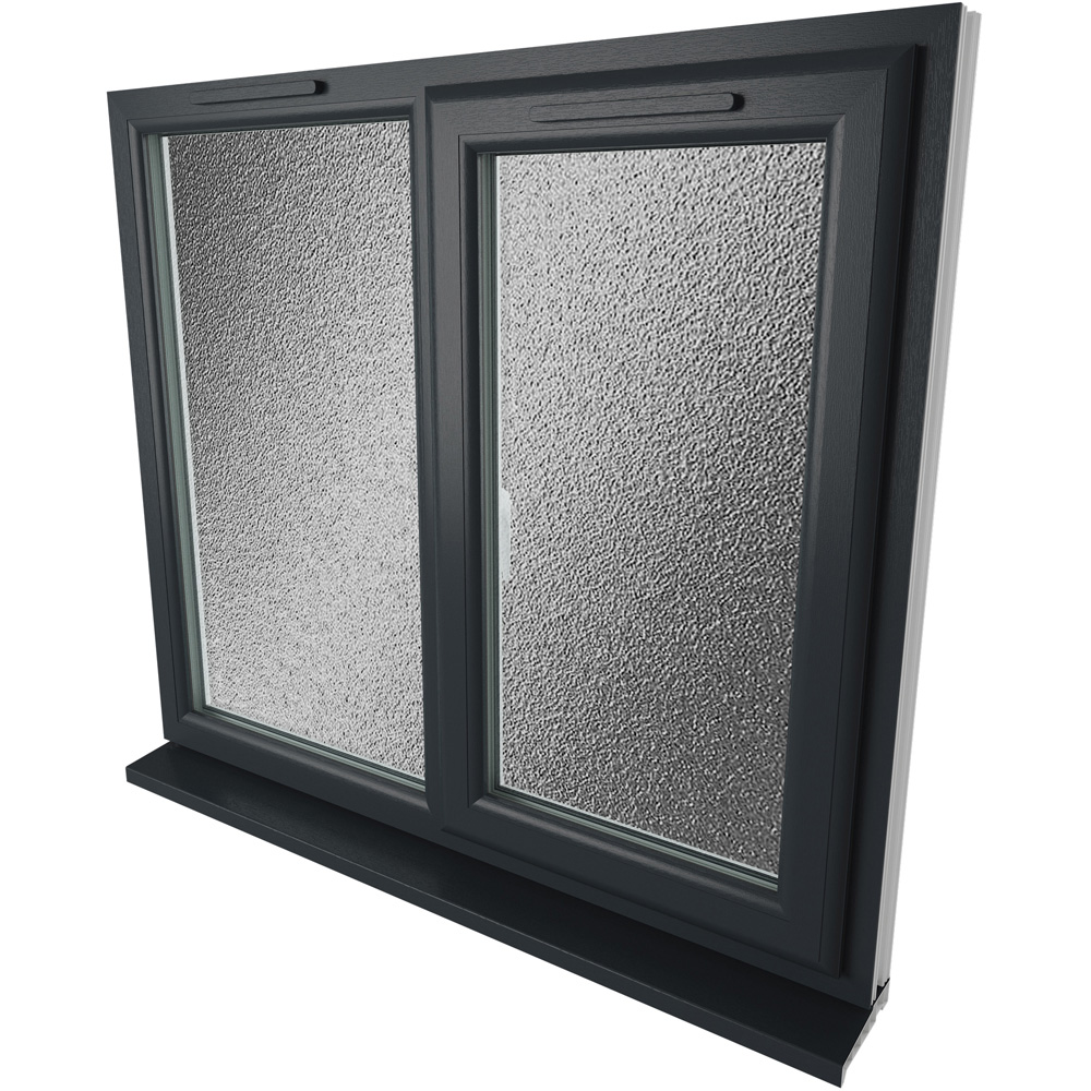 Crystal uPVC Double Glazed Window RH Side Hung Next to a Fixed Grey White Obscure Glass 1190x965mm Image 9