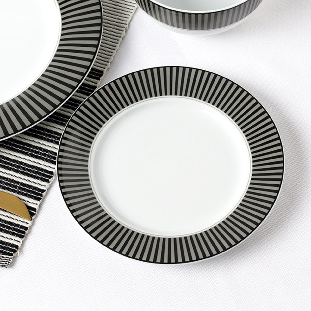 Waterside Belmont Black Stripe 12 Piece Dinner Set Image 4