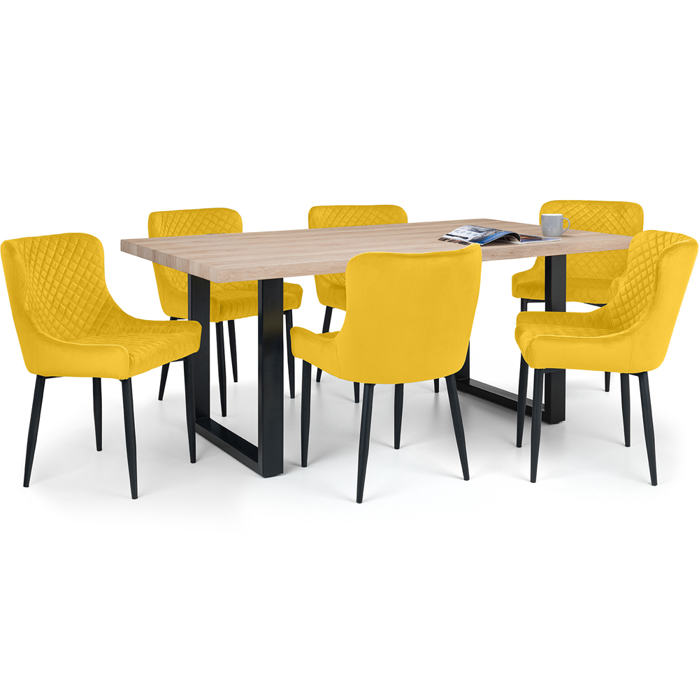 Julian Bowen Berwick 6 Seater Rectangular Dining Set Mustard Image 2