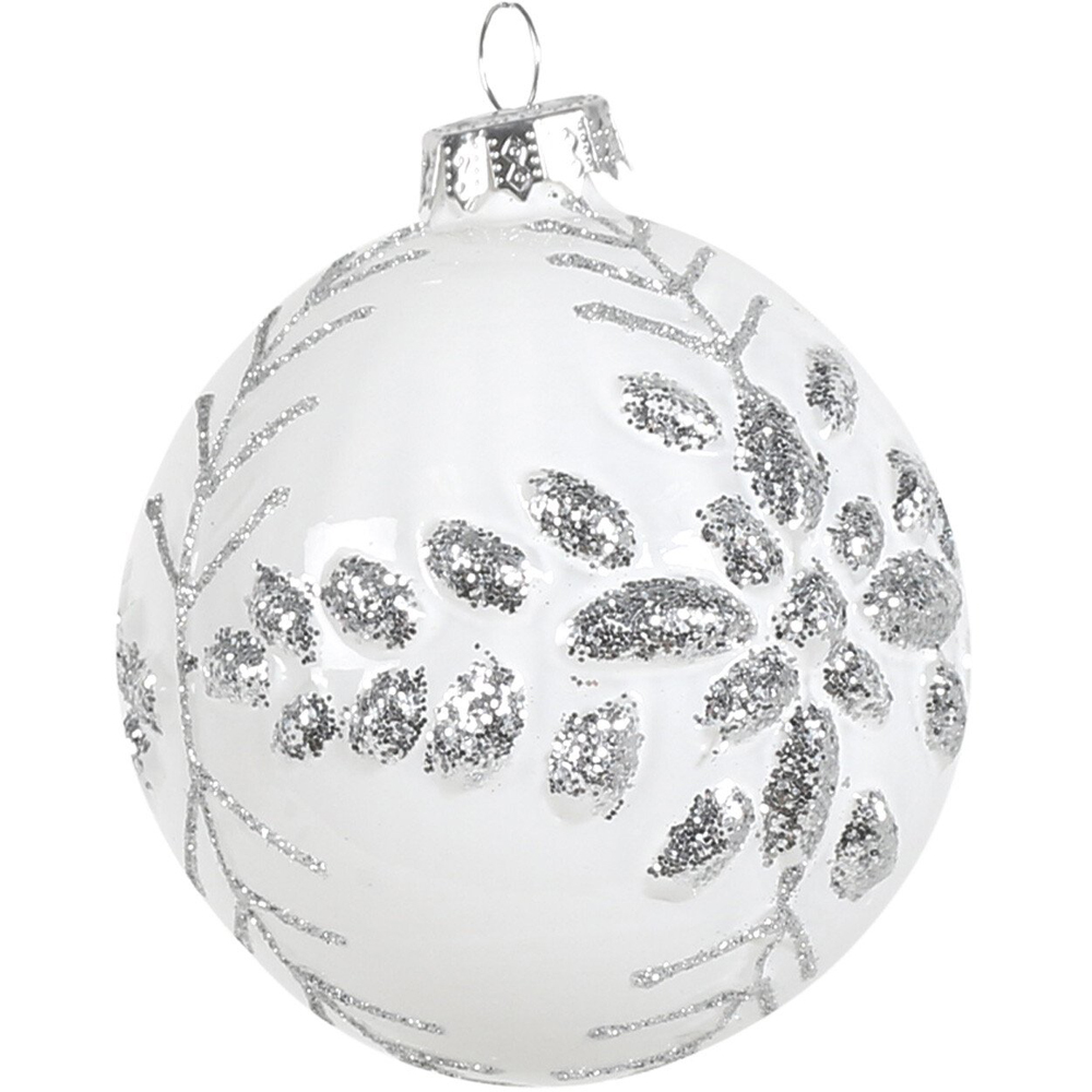 Single Frosted Fairytale Silver Glitter Bauble in Assorted styles Image 4