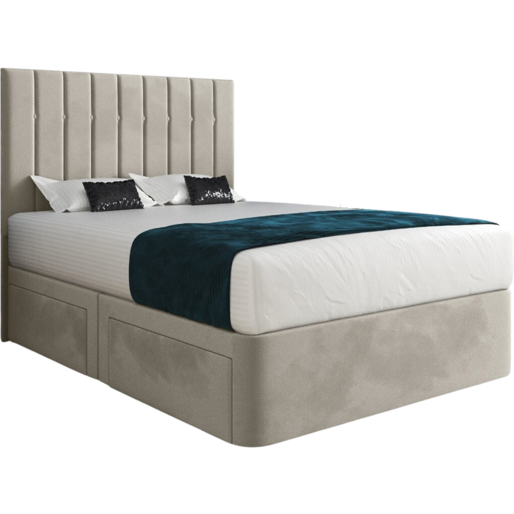 Marcelo Silver Small Single Velvet Upholstered Divan Bed Frame with Linear Headboard Image 2