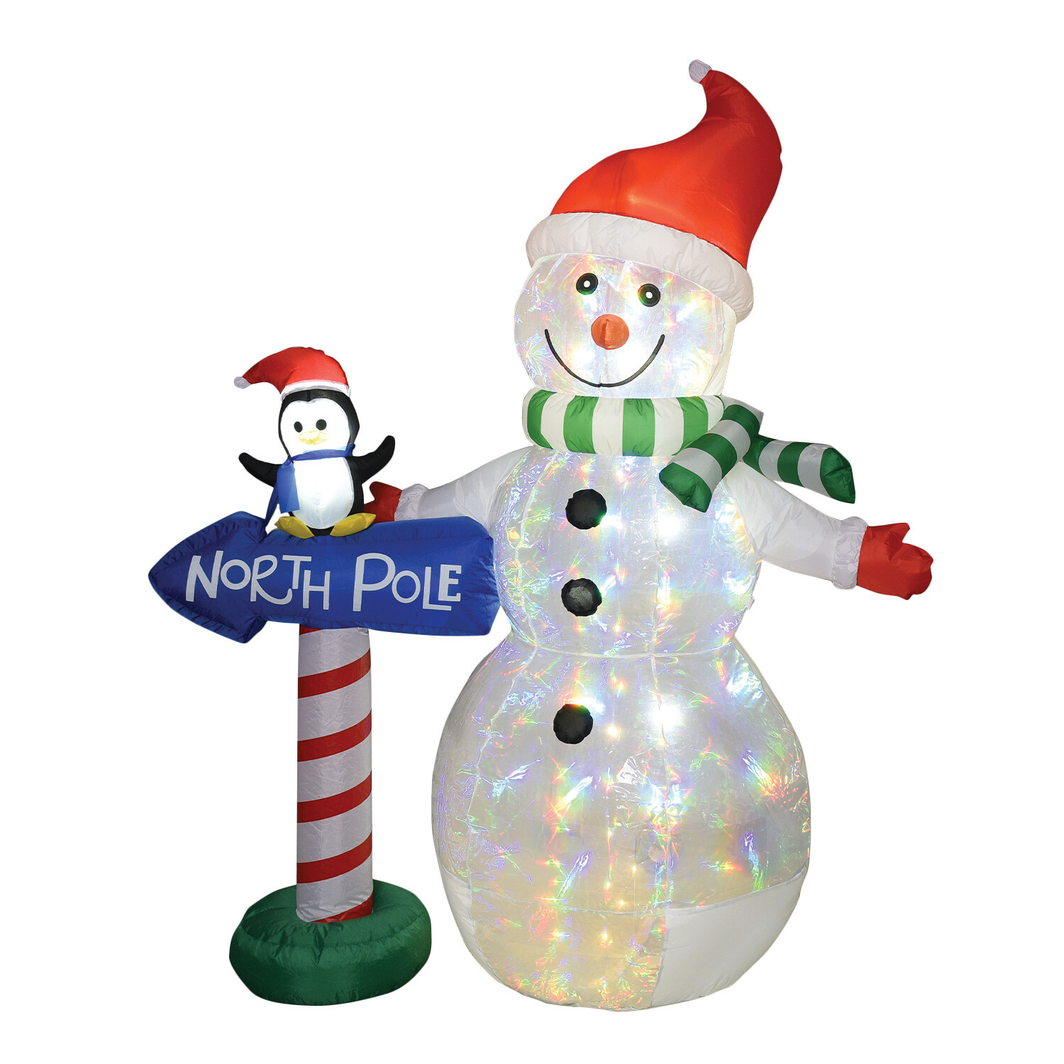 6ft Inflatable Disco Snowman  - White Image 2