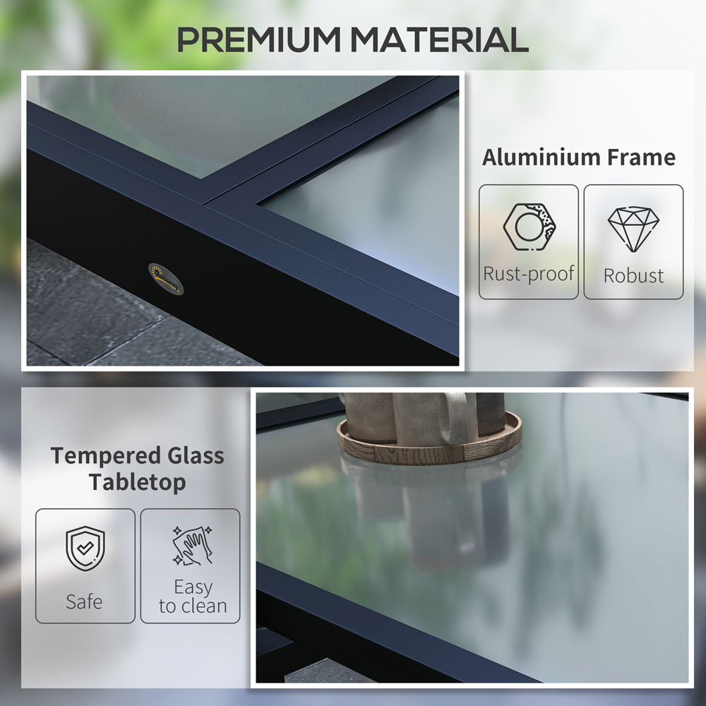 Outsunny 80 to 160cm Extendable Garden Dining Table Clear Image 8