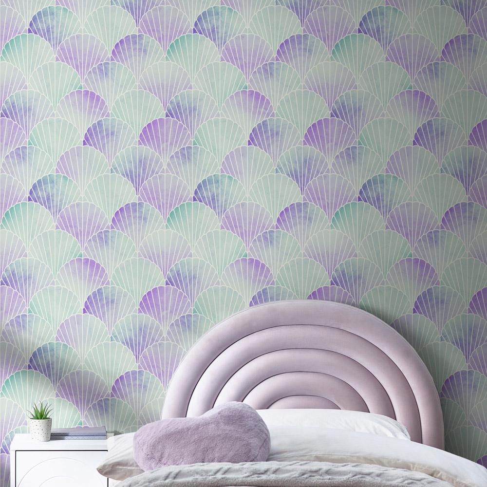Next Mermaid Seashell Mystic Purple and Blue Wallpaper Image 3