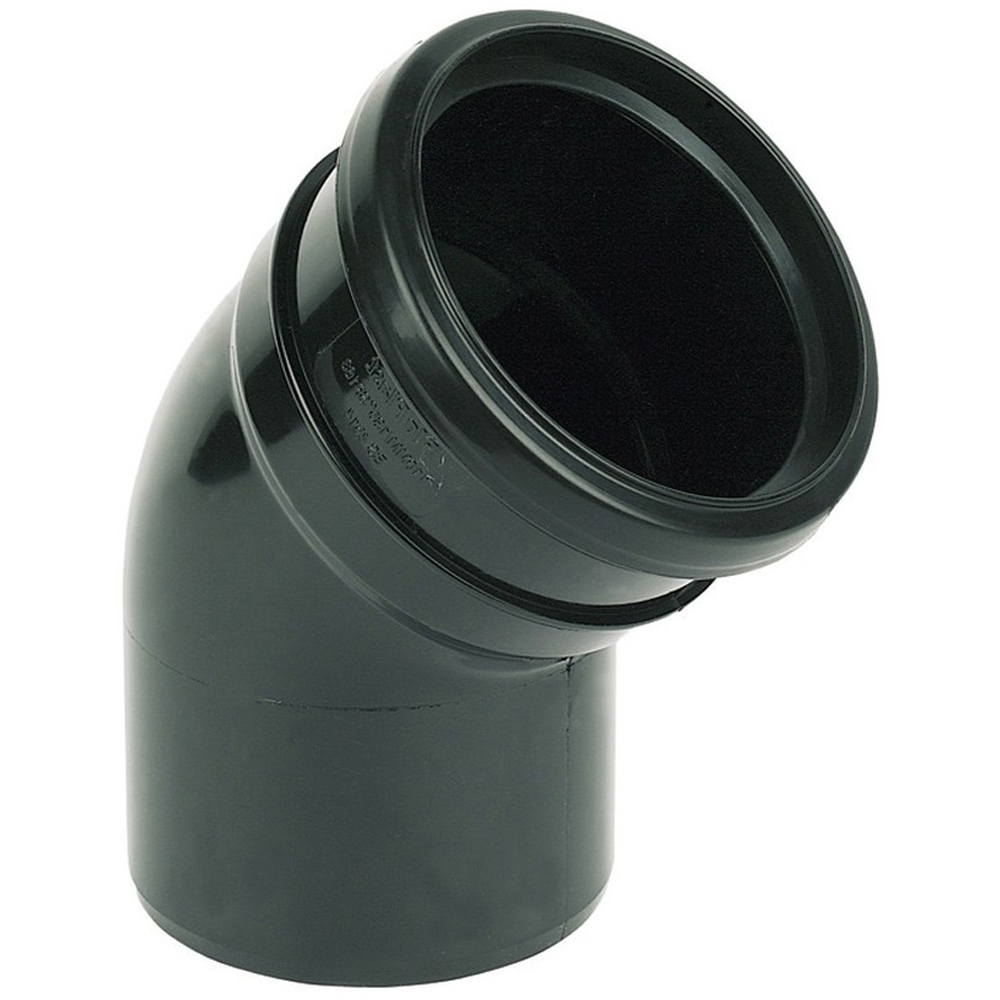FloPlast Industrial/ Xtraflo Single Socket Bend 135 Degree Downpipe Black 110mm Image 5