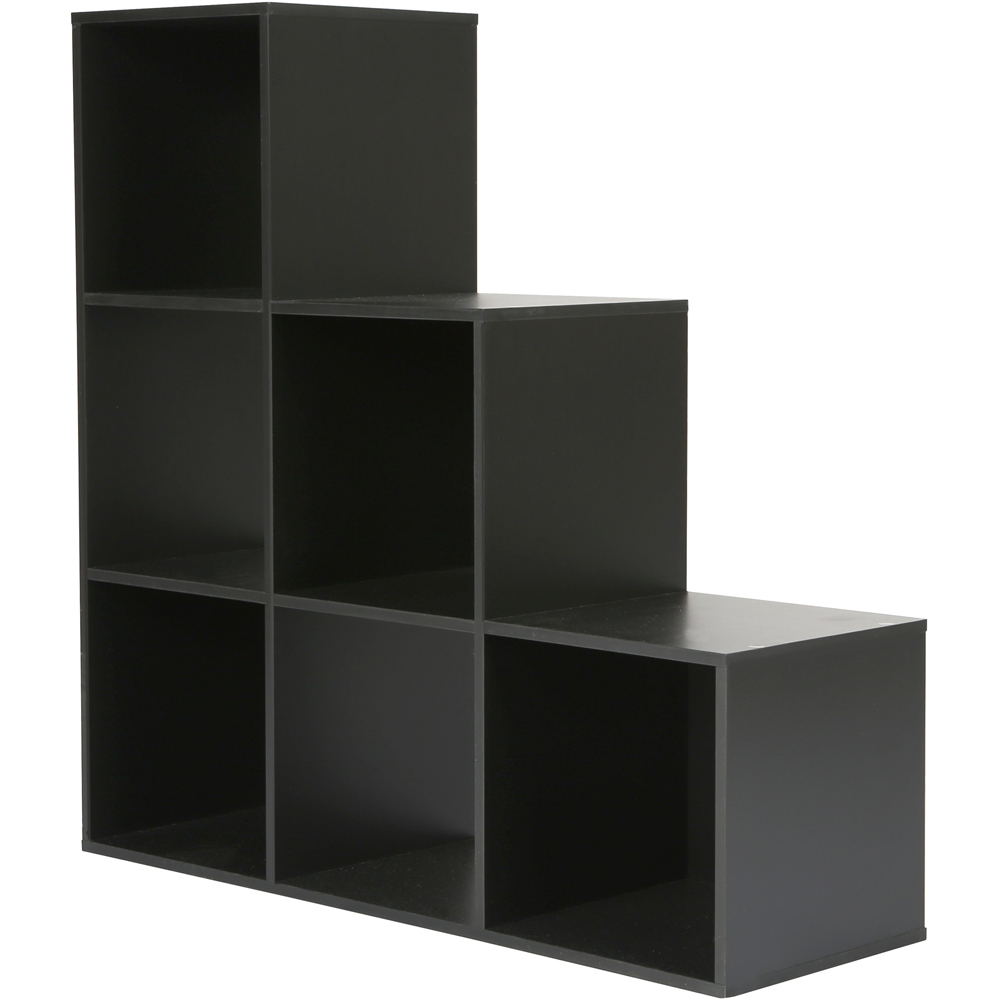 Jane 6 Shelf Black Ladder Cube Storage Unit Image 3