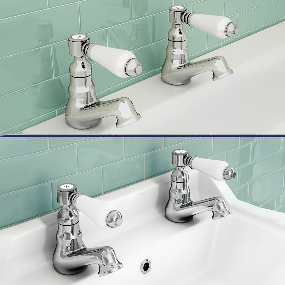 Nes Home Regalia Traditional Chrome Bathroom Twin Basin and Bath Taps Image 2