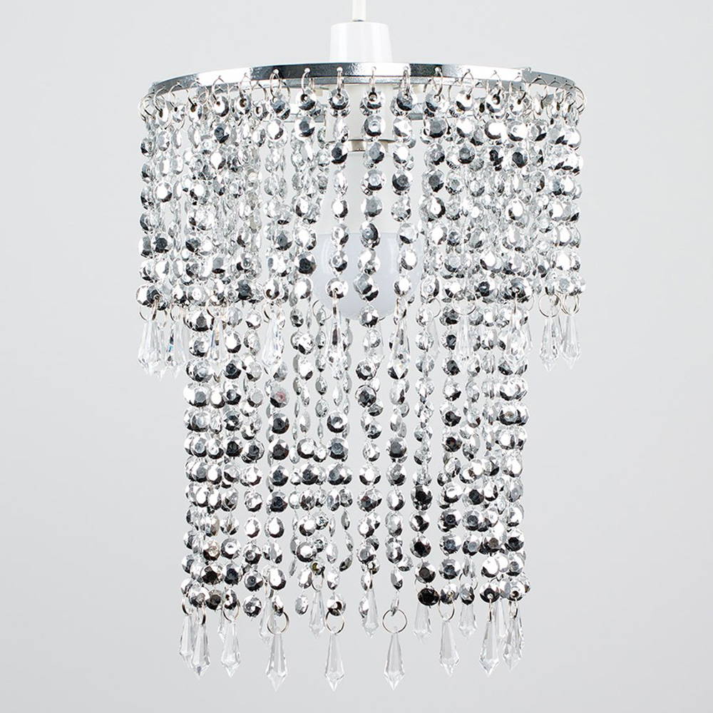 ValueLights Beaded Chrome Droplet Pendant Shade Image 3