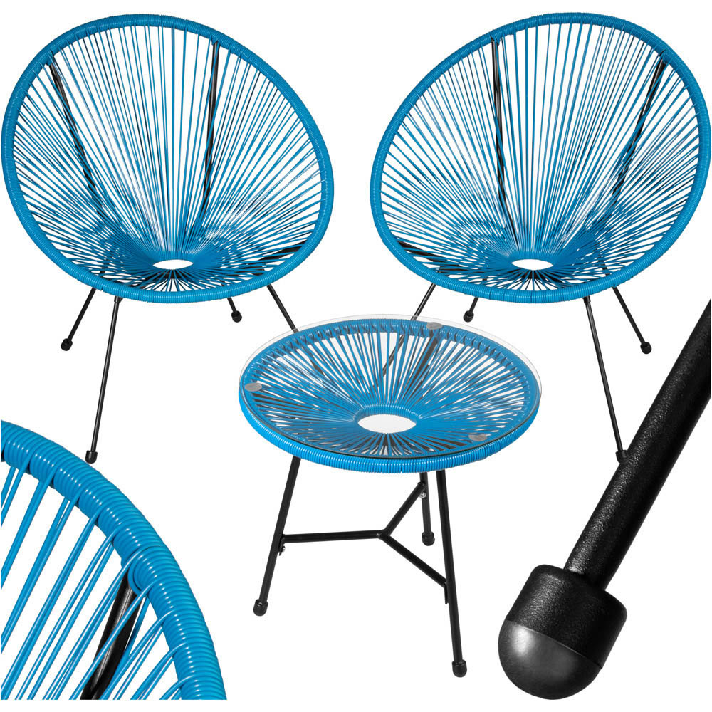 tectake Santana 2 Seater Blue Bristo Set Image 2
