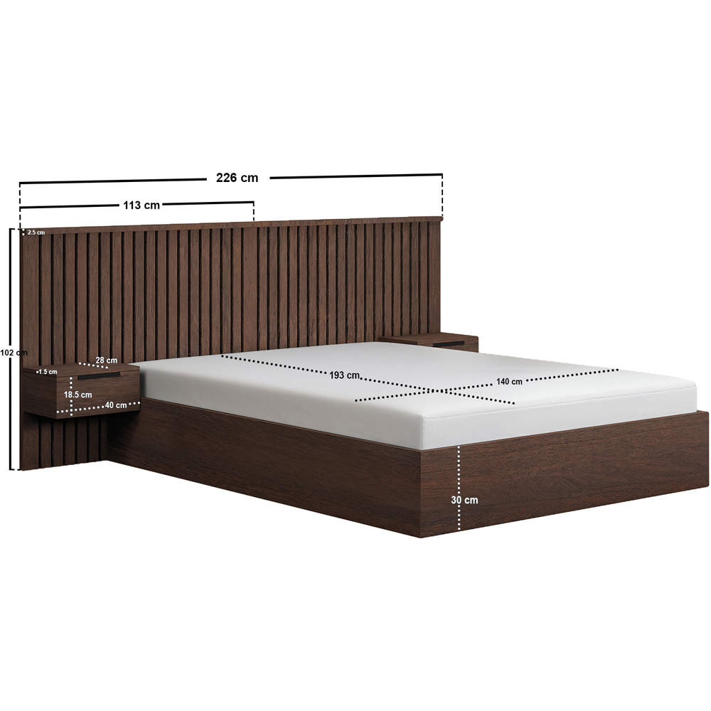 SOLACE+CO Taylor Double Walnut Hotel Ottoman Bed with Side Table Image 6