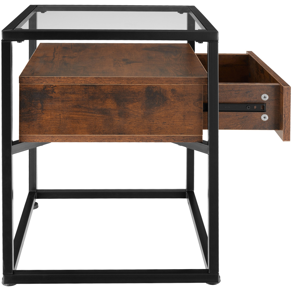 tectake Single Drawer Dark Wood Nightstand Image 4