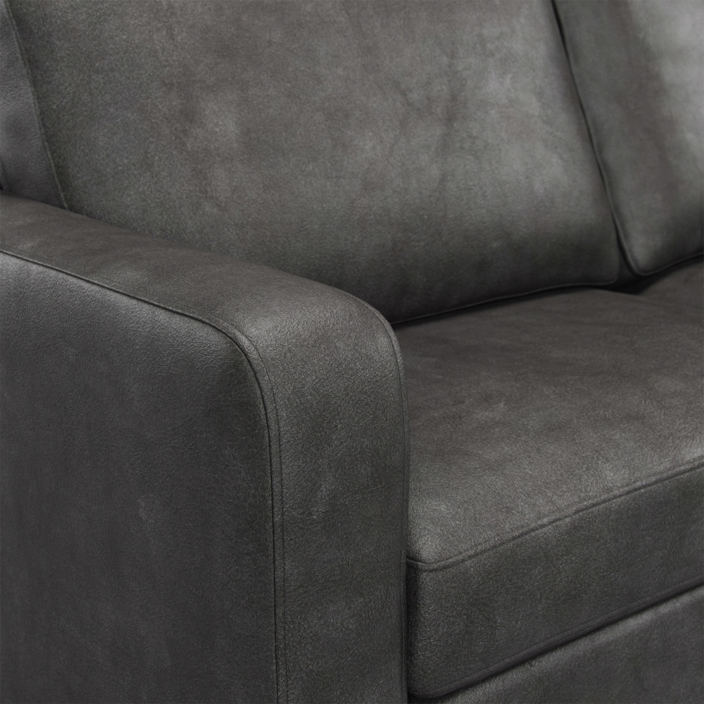 York 2 Seater Black Faux Leather Sofa Image 3