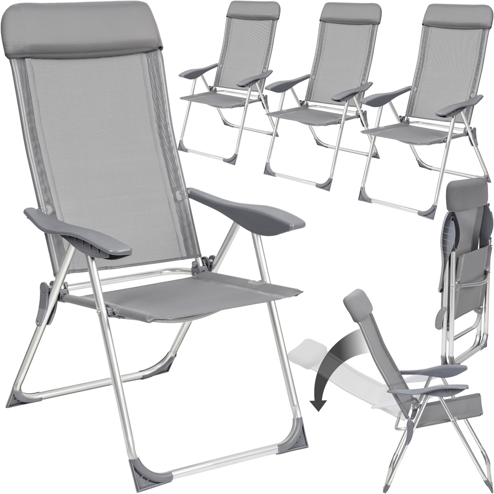 tectake Maurine Set of 4 Grey Garden Chairs Image 2
