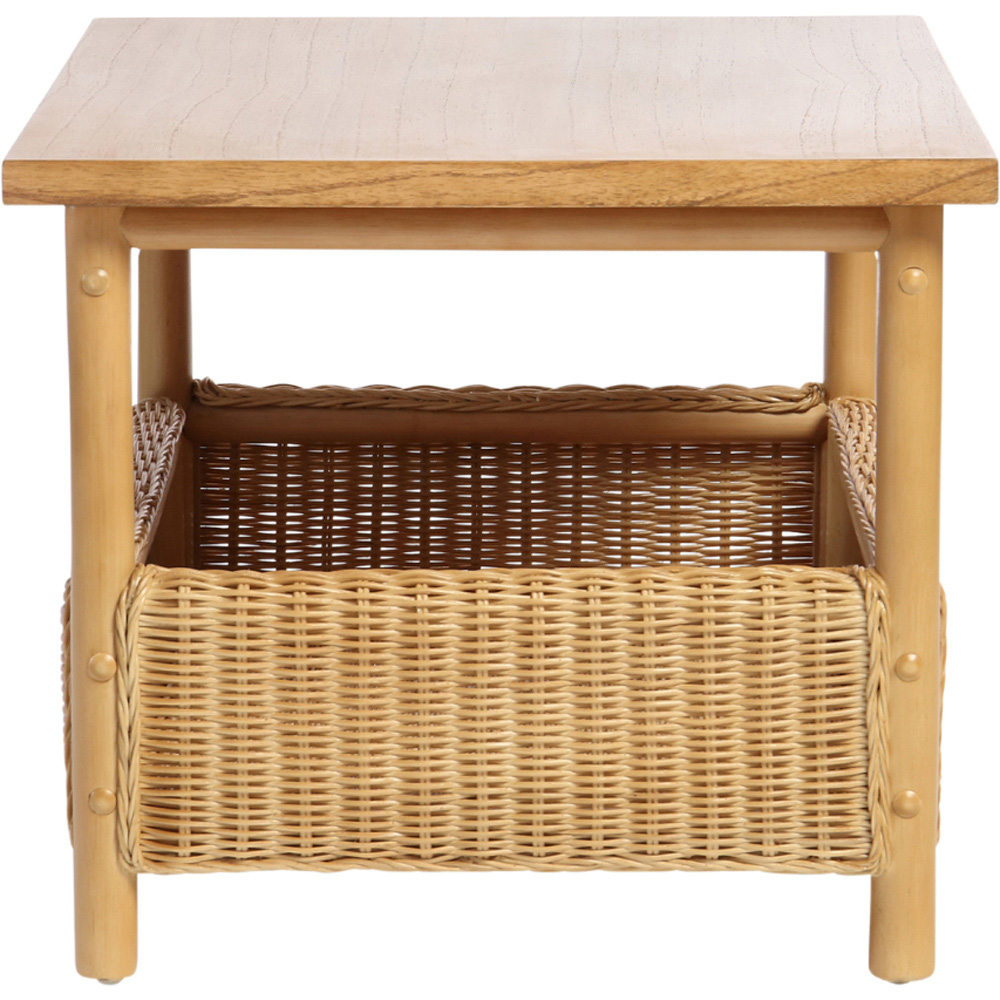 Desser Dubai Single Shelf Light Oak Natural Rattan Coffee Table Image 4