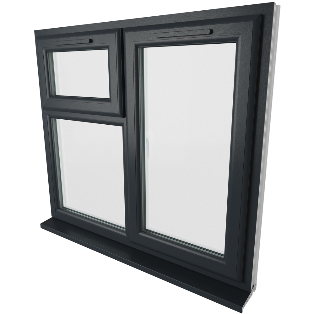 Crystal uPVC Double Glazed Window RH Side Hung and Top Opener Grey White Clear Glass 1190x965mm Image 9