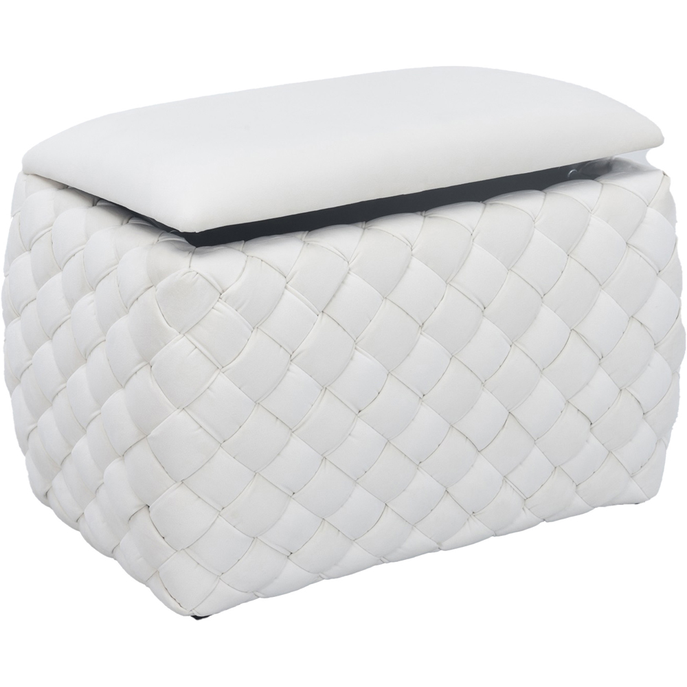 Artemis Home Plumeo Cream Velvet Storage Ottoman Image 2