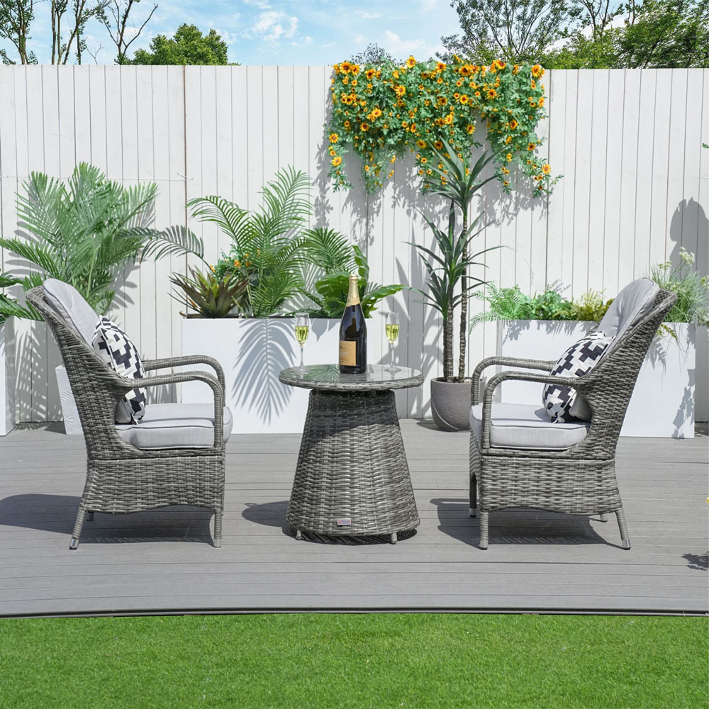 Direct Wicker 2 Seater Grey Rattan Aluminium Garden Bistro Set Image 4