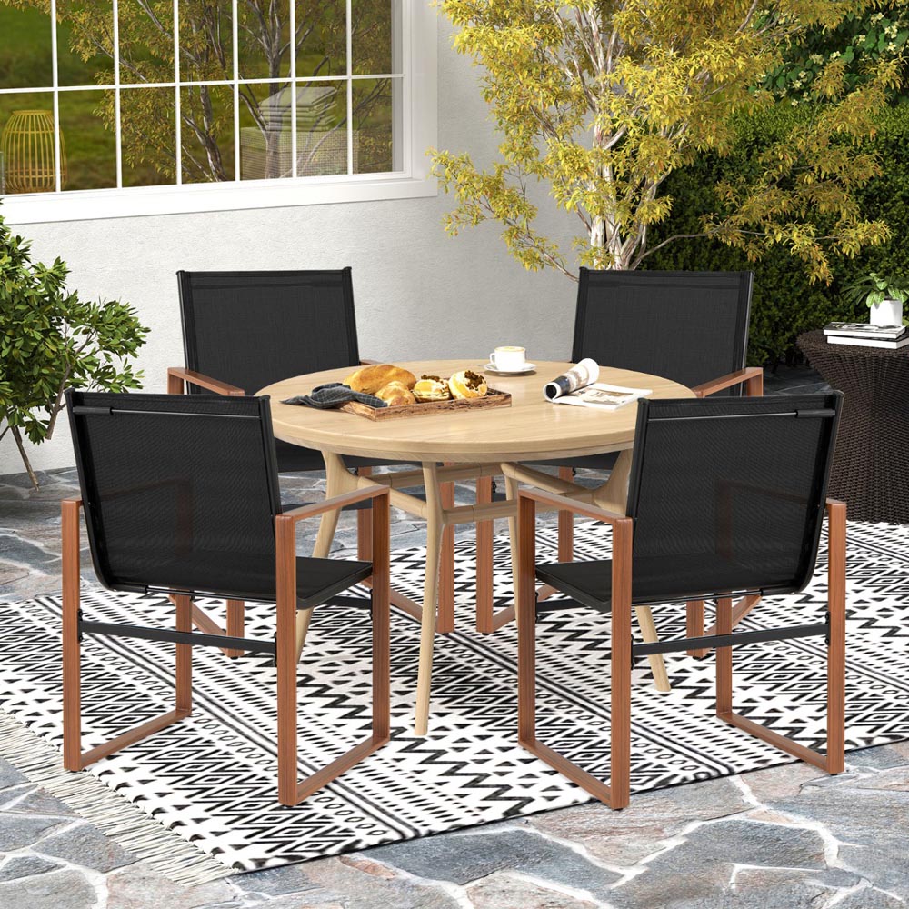 Costway Set of 2 Black Outdoor Dining Chairs Image 4