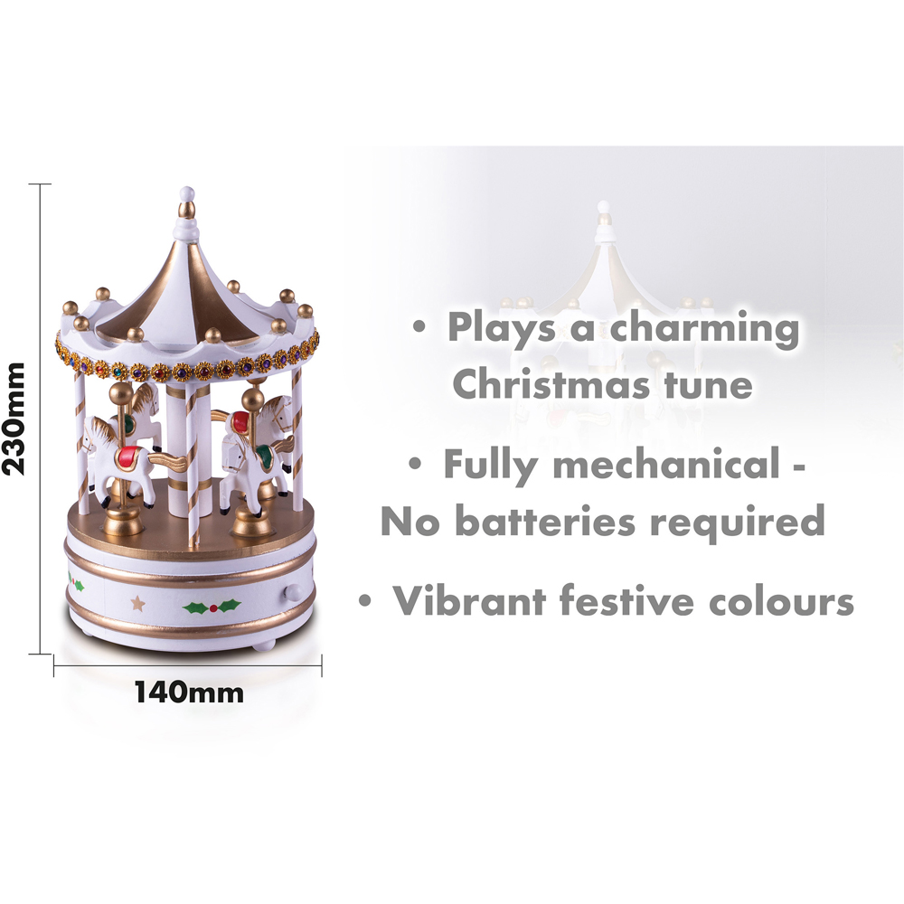 St Helens White Xmas Carousel Music Box Image 6