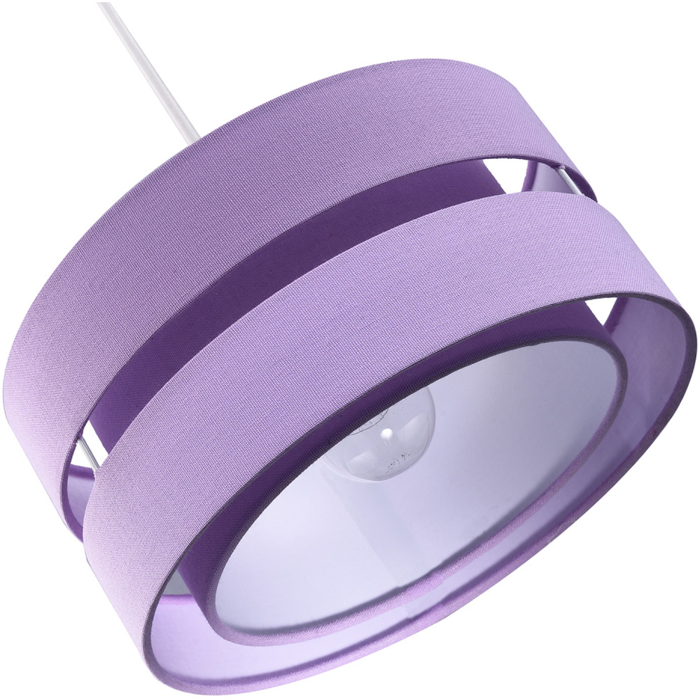 Happy Homewares 3 Tier Lilac Linen Fabric Pendant Shade Image 3