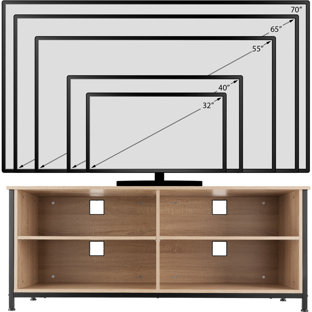tectake Navan 4 Shelf Light Oak Sonoma Wooden TV Unit with 4 Cable Cutouts Image 8