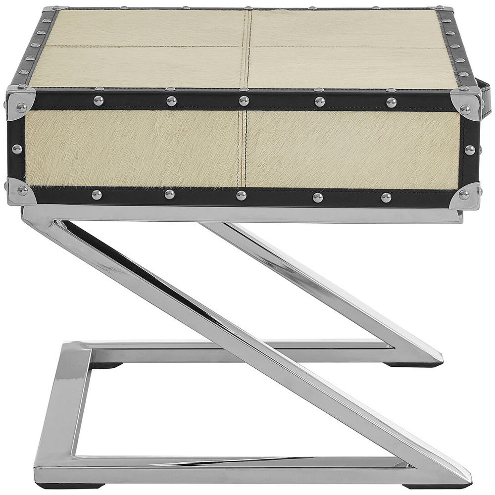 Premier Housewares Kensington Townhouse Natural Single Drawer Hair-on-Leather Side Table Image 4