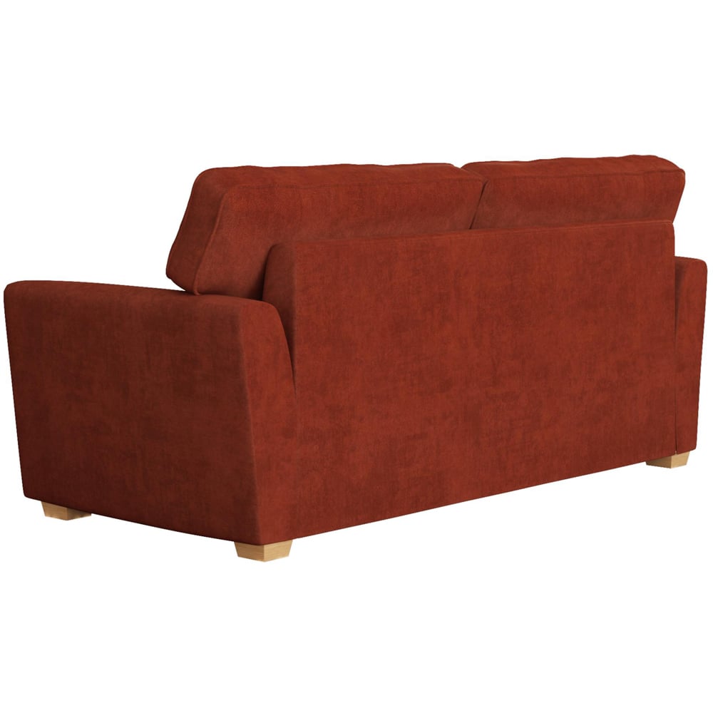 Wendleberry 3 Seater Marmalade Plush Velvet Fixed Back Sofa Image 4