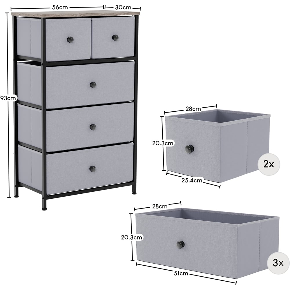 Vida Designs Chorley 5 Drawer Beige and Grey Wood Fabric Chest of Drawer Image 8