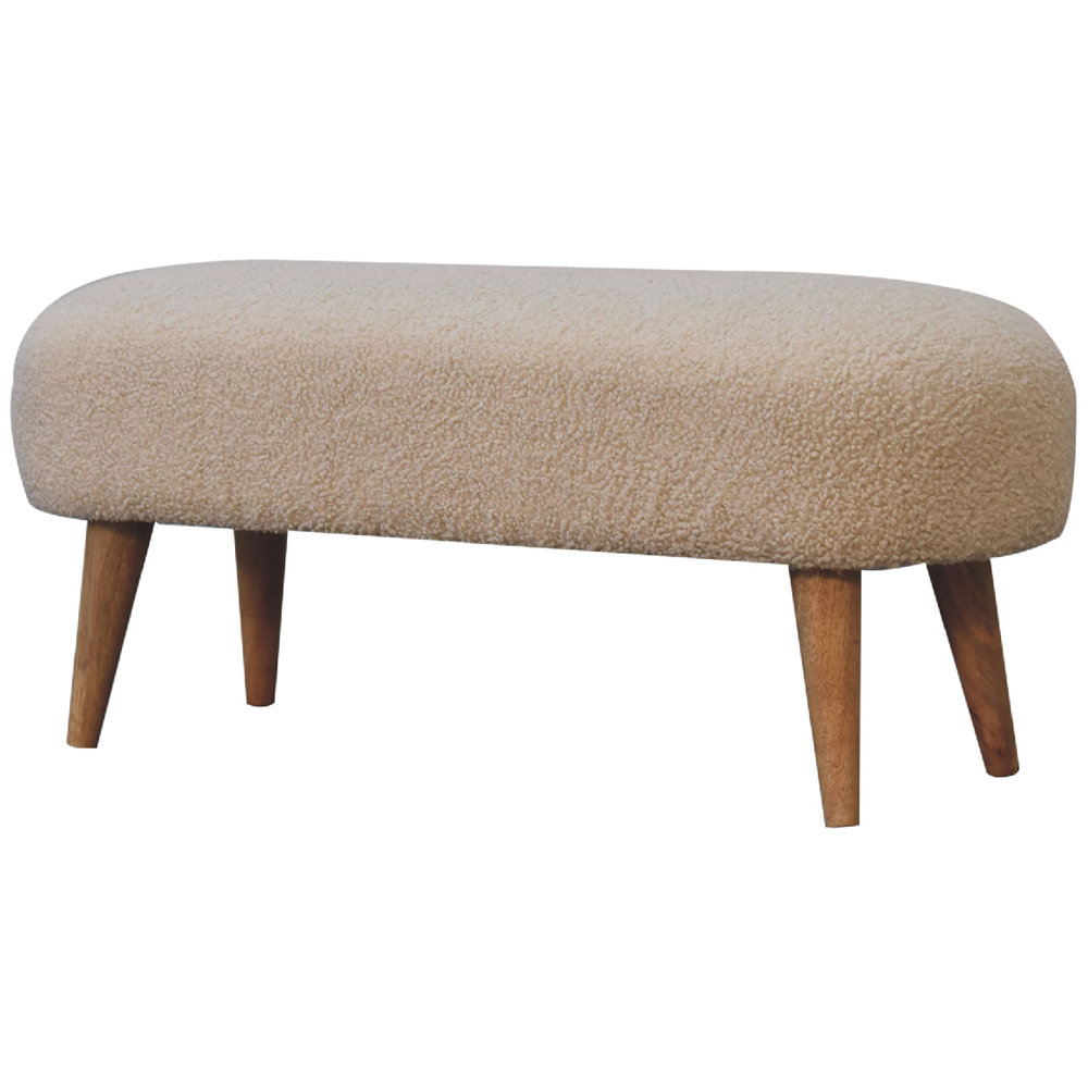 Artisan Furniture Brown and Cream Boucle Upholstered Hallway Bench Image 3