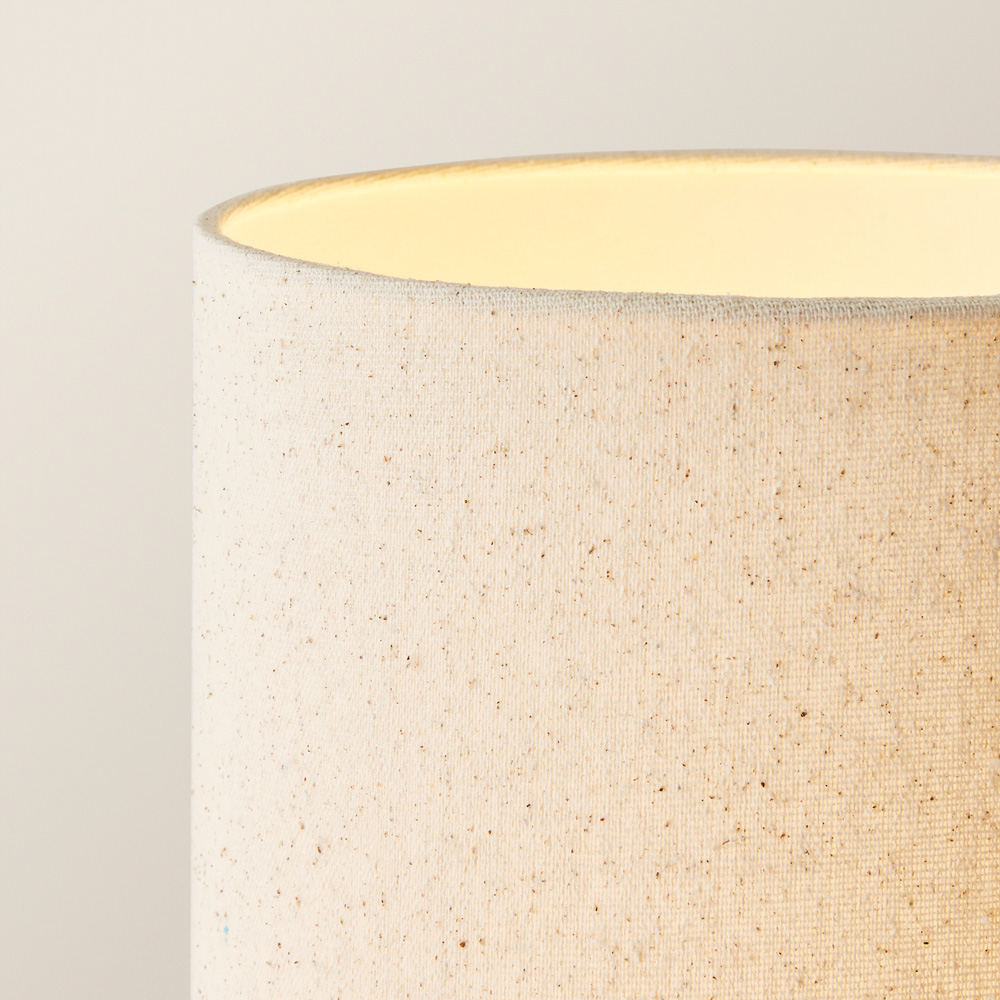ValueLights Wyatt Natural Linen Tall Lamp Shade Walnut Wood Bobbin LED Floor Lamp Image 3