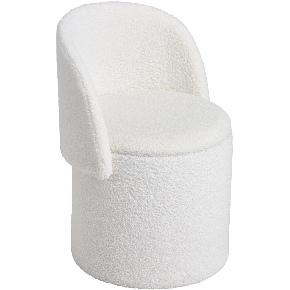 Living and Home White Teddy Fleece Foldable Back Vanity Chair with Hidden Storage Image 2