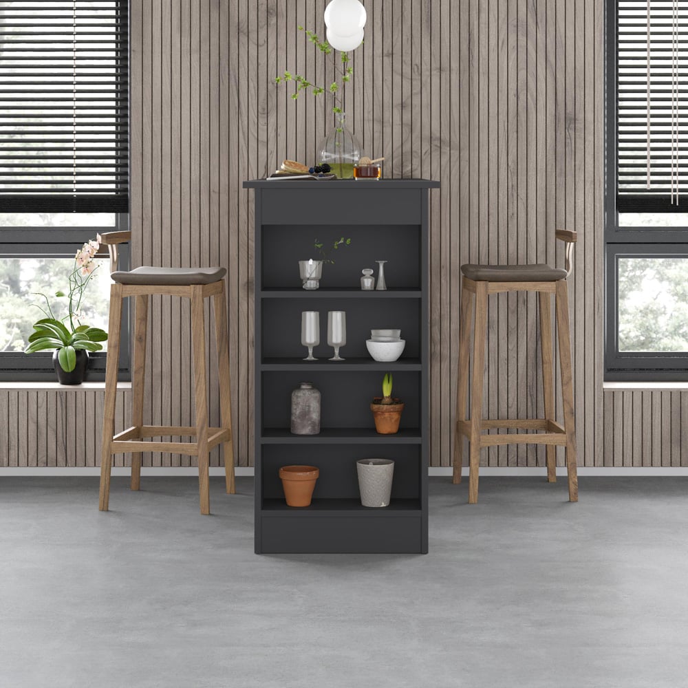 Decortie Swallow Anthracite Bar Table with Storage Shelves Image 5