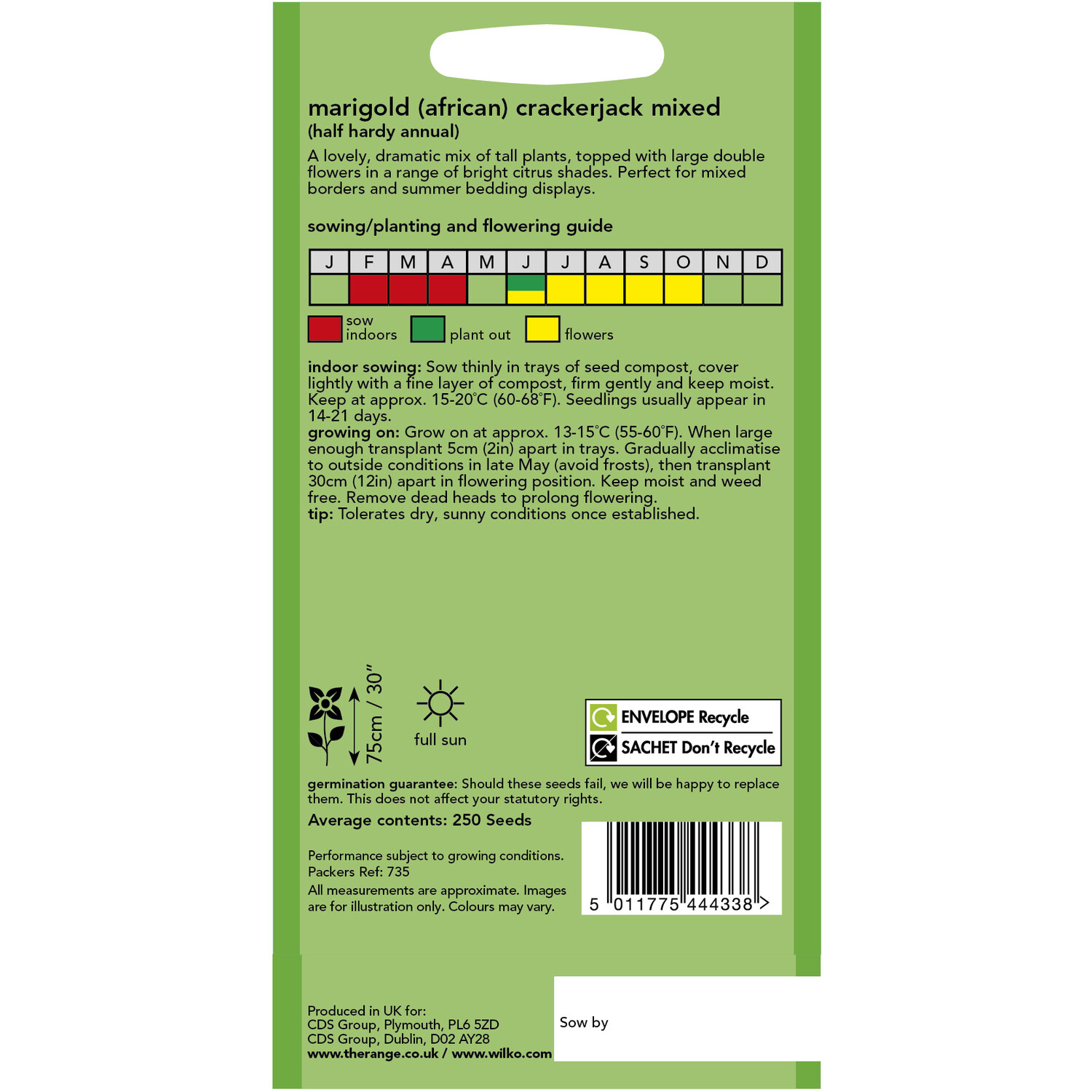 Wilko Marigold Crackerjack Mixed Seeds Image 2