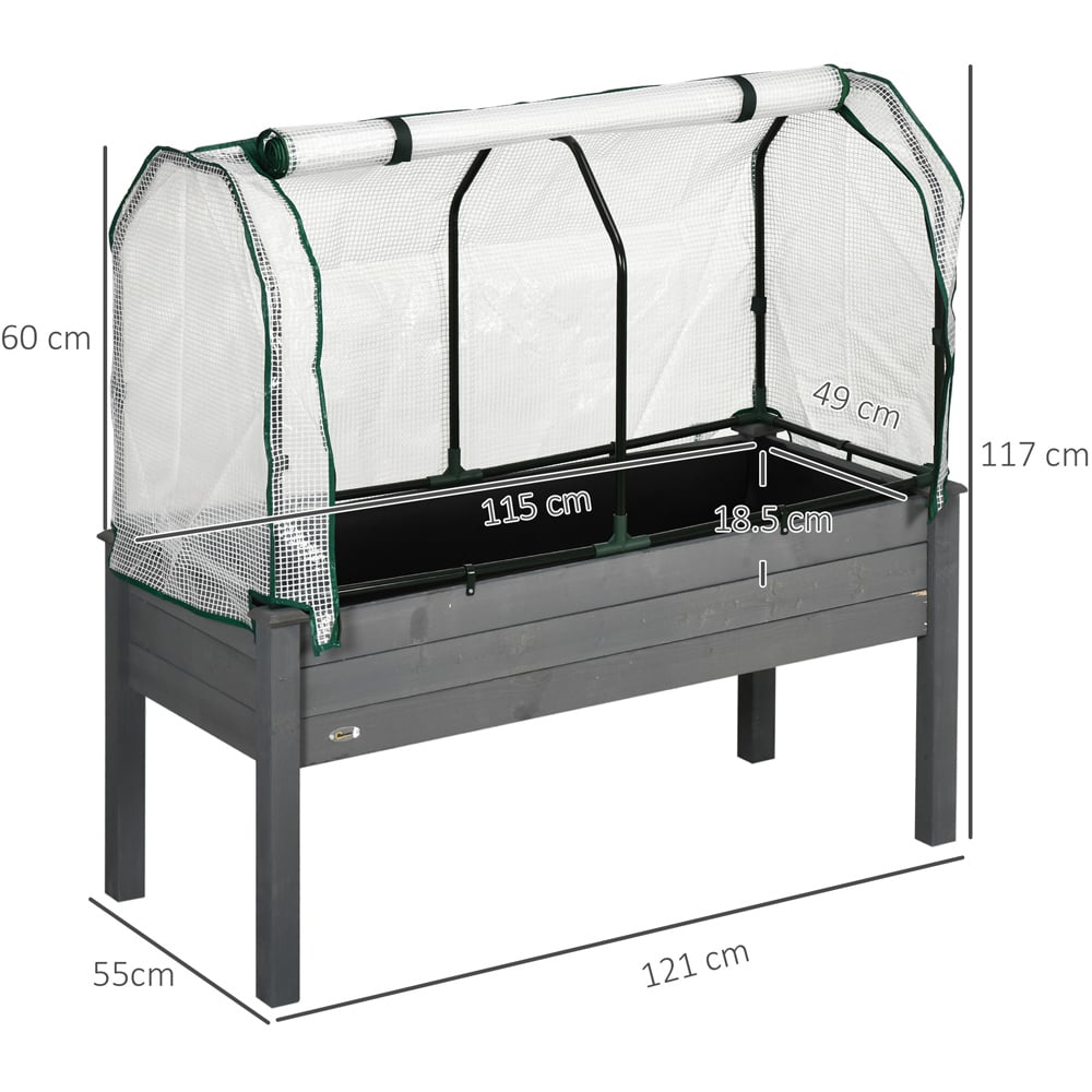 Outsunny Dark Grey Raised Garden Bed with PE Cover Image 9