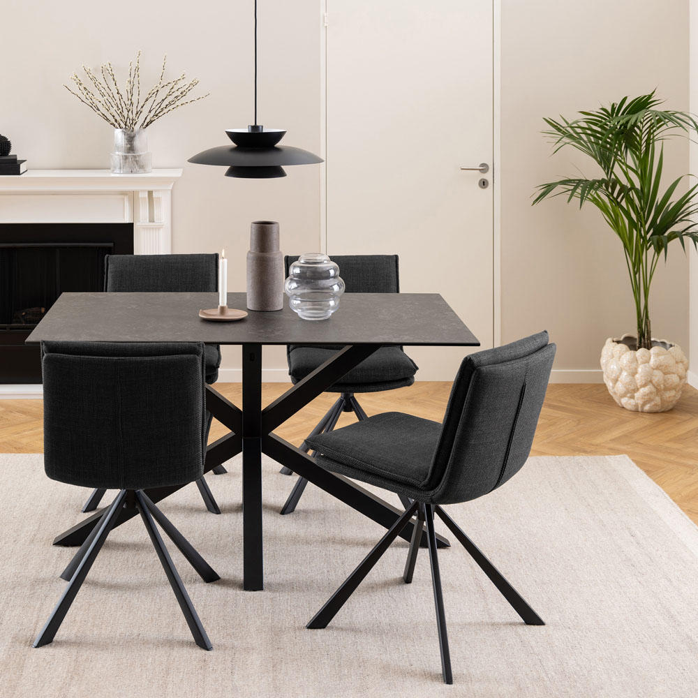 Florence Heaven 4 Seater Ceramic Top Dining Table Black Image 8