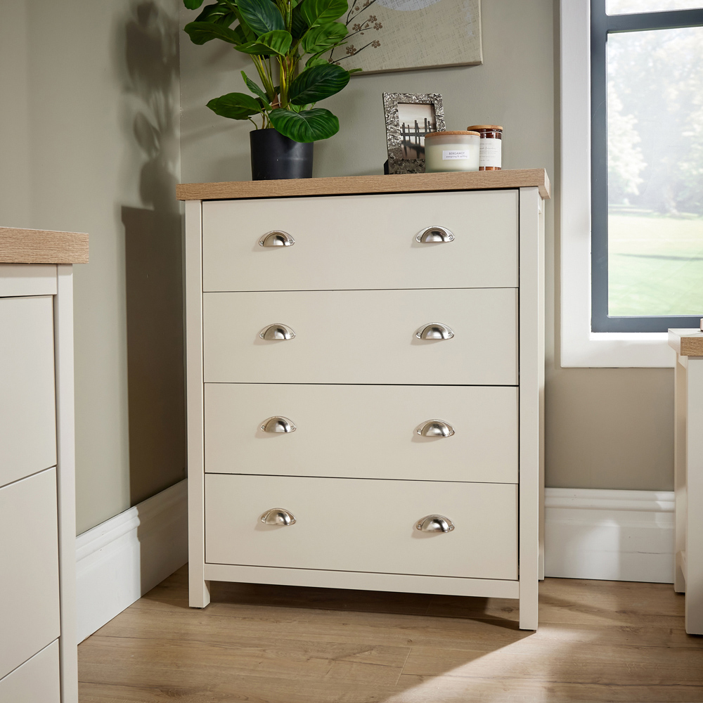 Home Source Avon 4 Drawer White and Oak Dual Tone Chest of Drawers Image 6