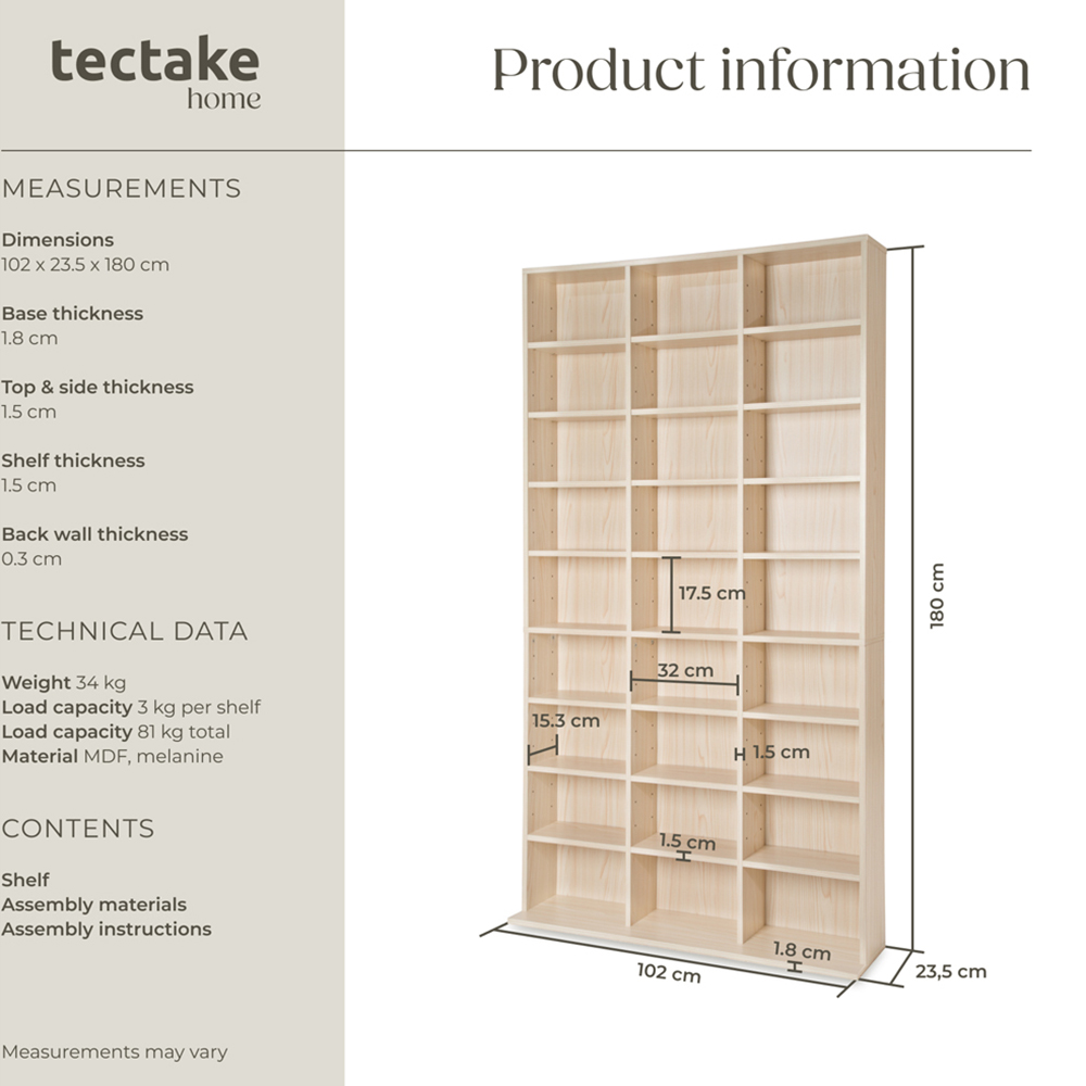 tectake Christel 27 Shelf Beech CD Shelf Image 8