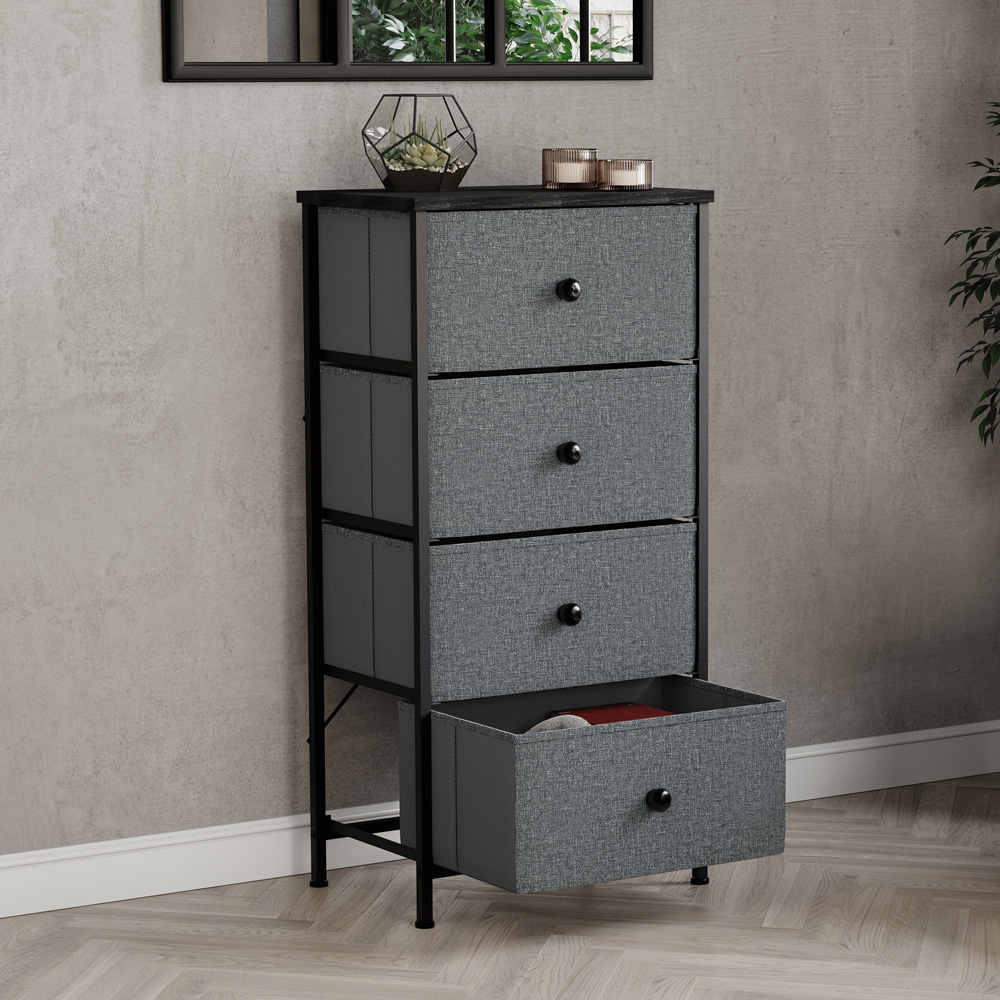 Vida Designs Chorley 4 Drawer Grey and Black Fabric Chest of Drawer Image 4