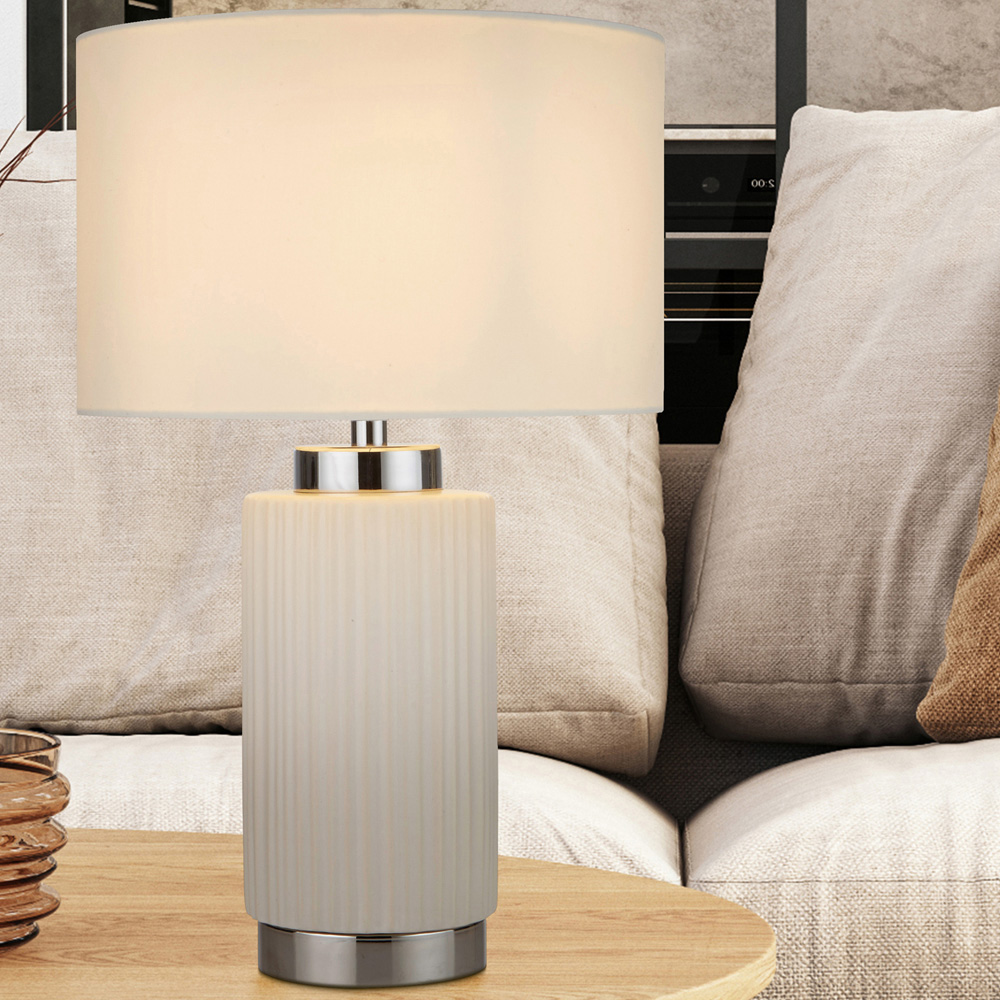 Lighting Collection Ceramic and Chrome Table Lamp Image 2