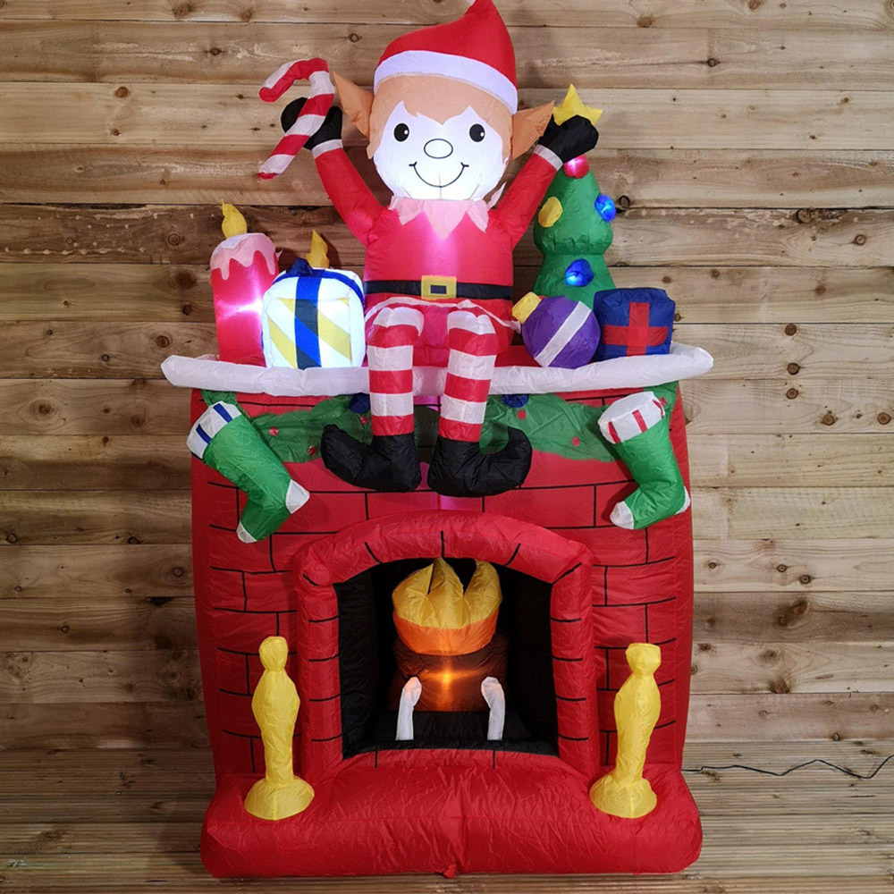 Premier Christmas Inflatable Fireplace with Elf and Presents Christmas Decoration 6.5 Image 7