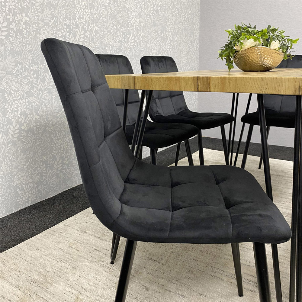 Kosy Koala 6 Seater Velvet Wooden Dining Set with Bench Black Image 5