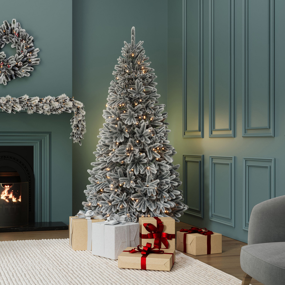 Charles Bentley Luxury Pre-Lit Faux Hinged Snowy Christmas Tree 6ft Image 6