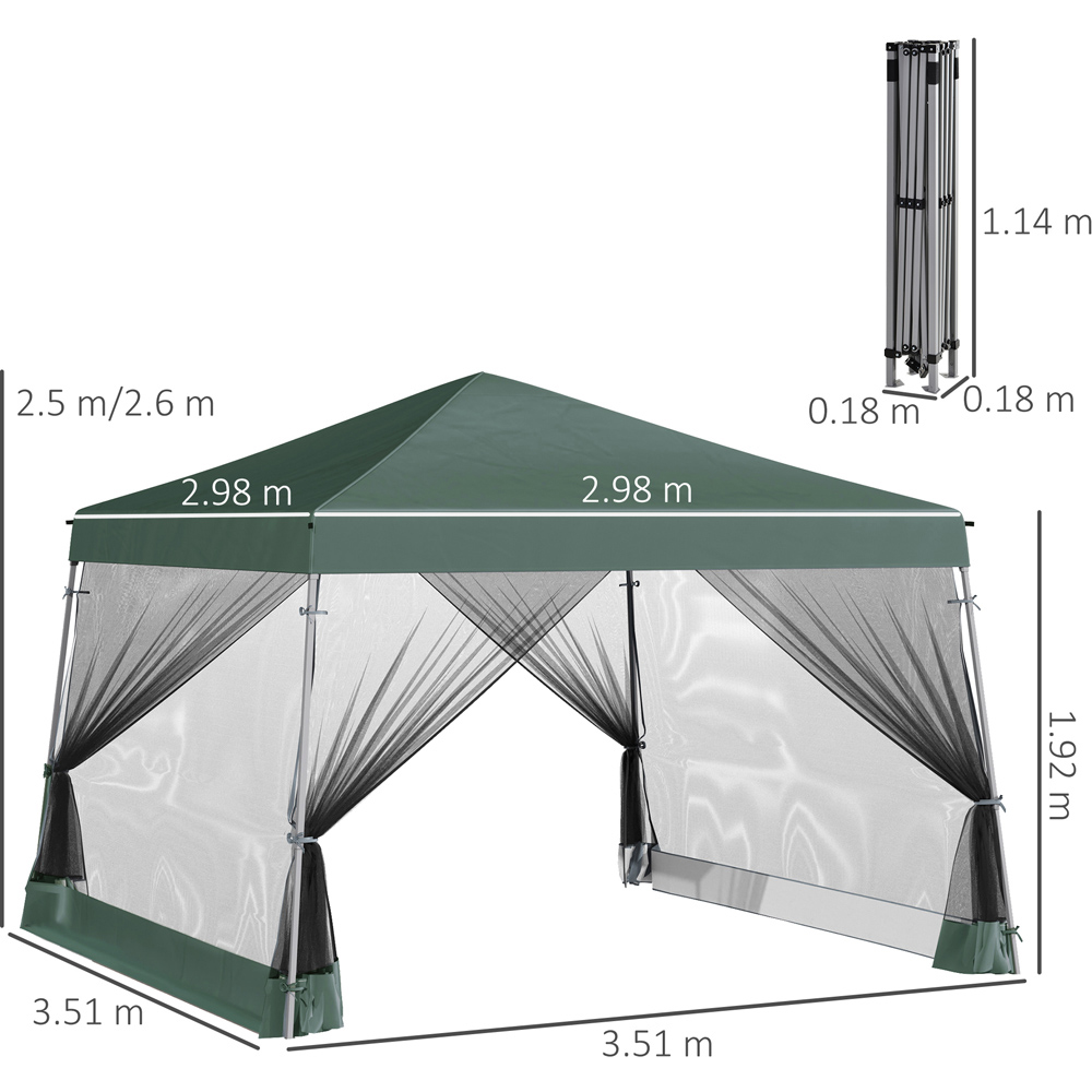 Outsunny 3 x 3m Green Foldable Pop Up Gazebo with Mosquito Netting Image 9