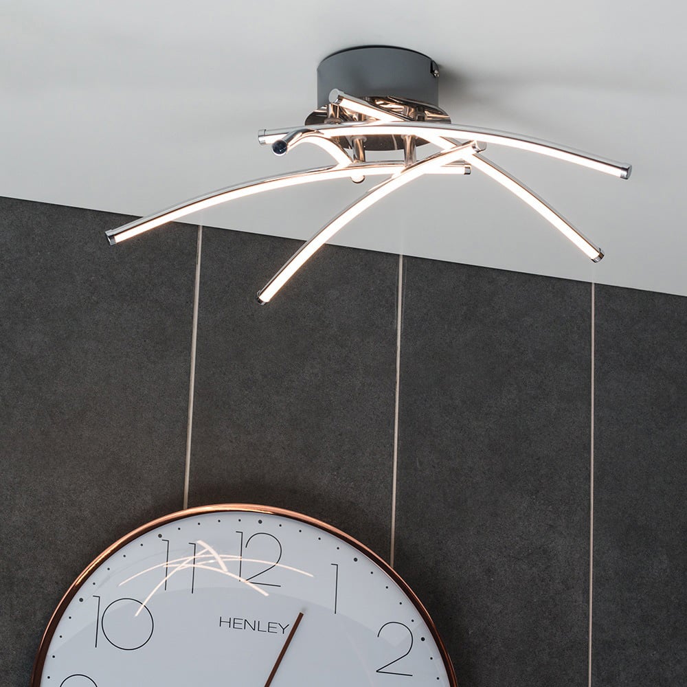ValueLights Marais Chrome Flush 3 LED Ceiling Fitting Image 2