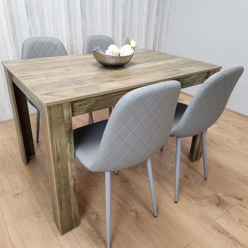 Portland 4 Seater Dining Set Rustic Effect and Grey Gem Image 4