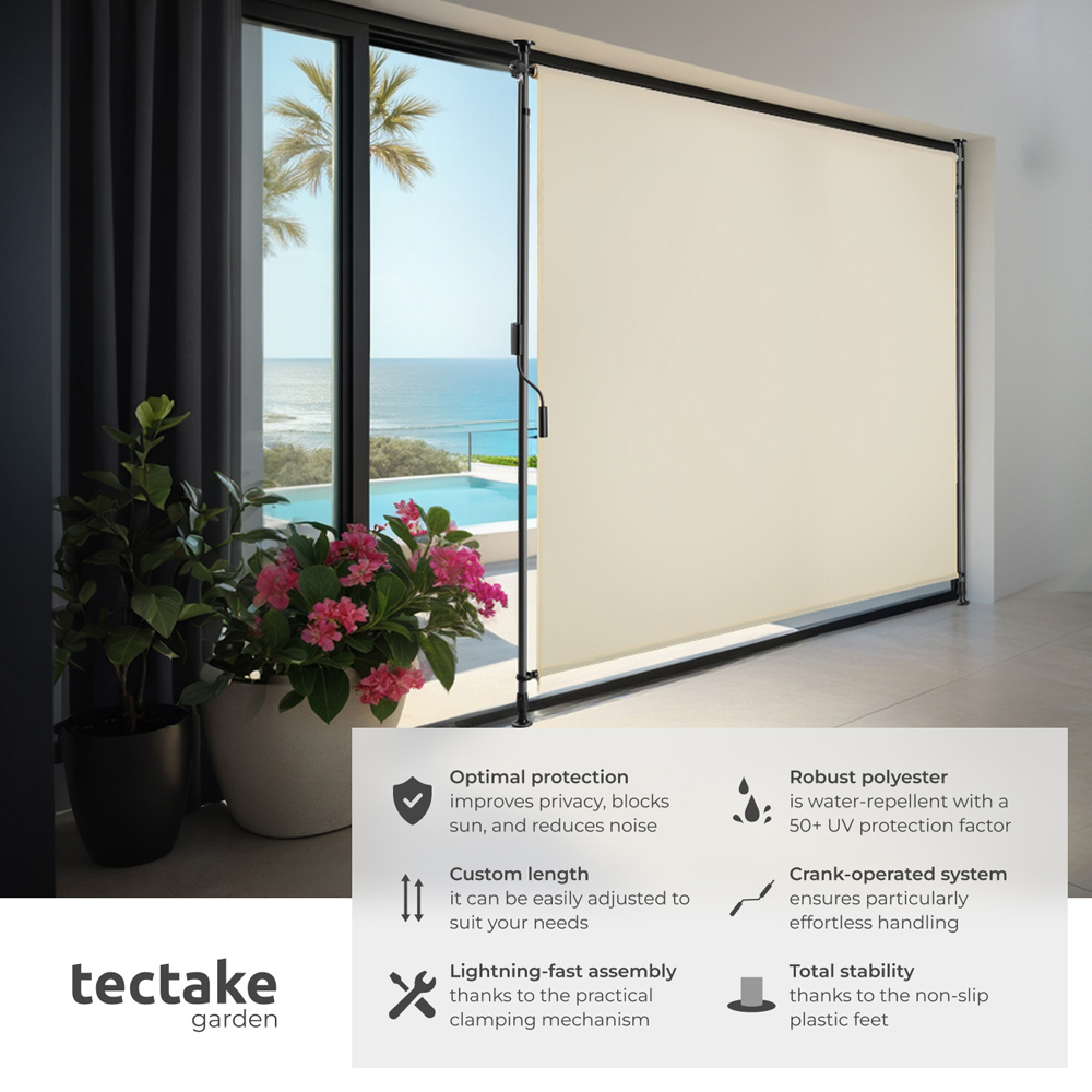 tectake Taija Beige Retractable Awning with Hand Crank 3.1 x 1.58m Image 3