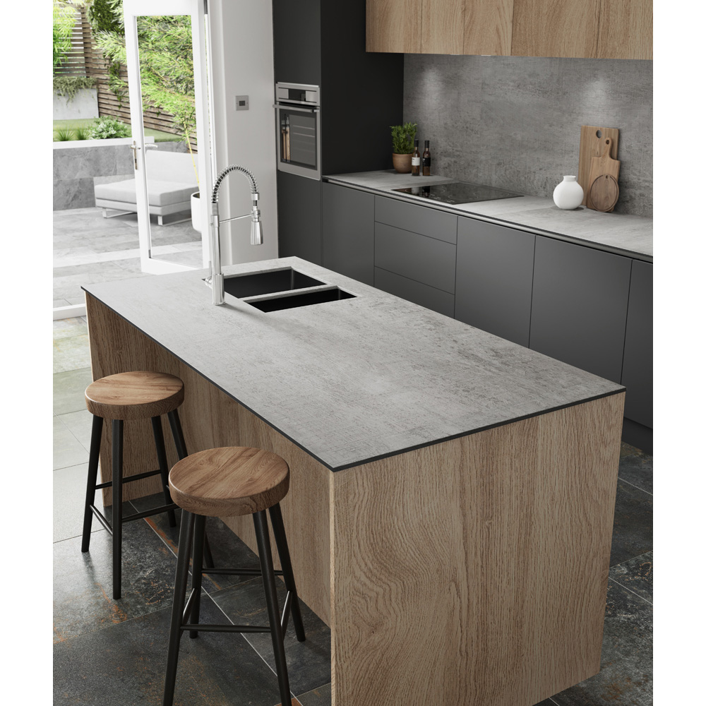 Zenith 0.9cm Woodstone Gris Laminate Kitchen Backsplash 300 x 60cm Image 7