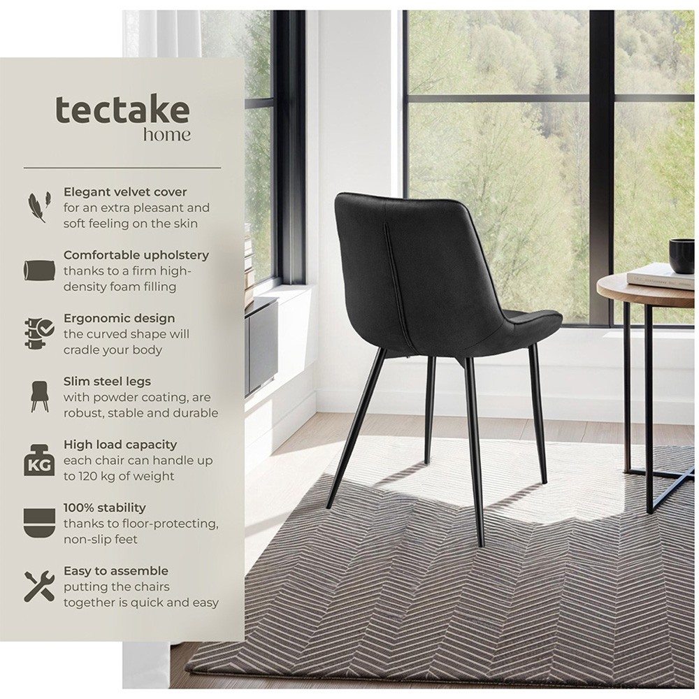 tectake Monroe Set of 4 Black Dining Chair Image 6